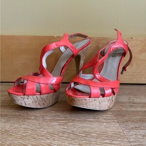 Guess Women's Bright Coral Platform Heels